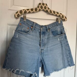 Levi's Light Blue Distressed Jean Shorts